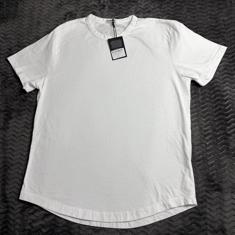 Buck Mason White Pima Curved Hem Tee size Medium